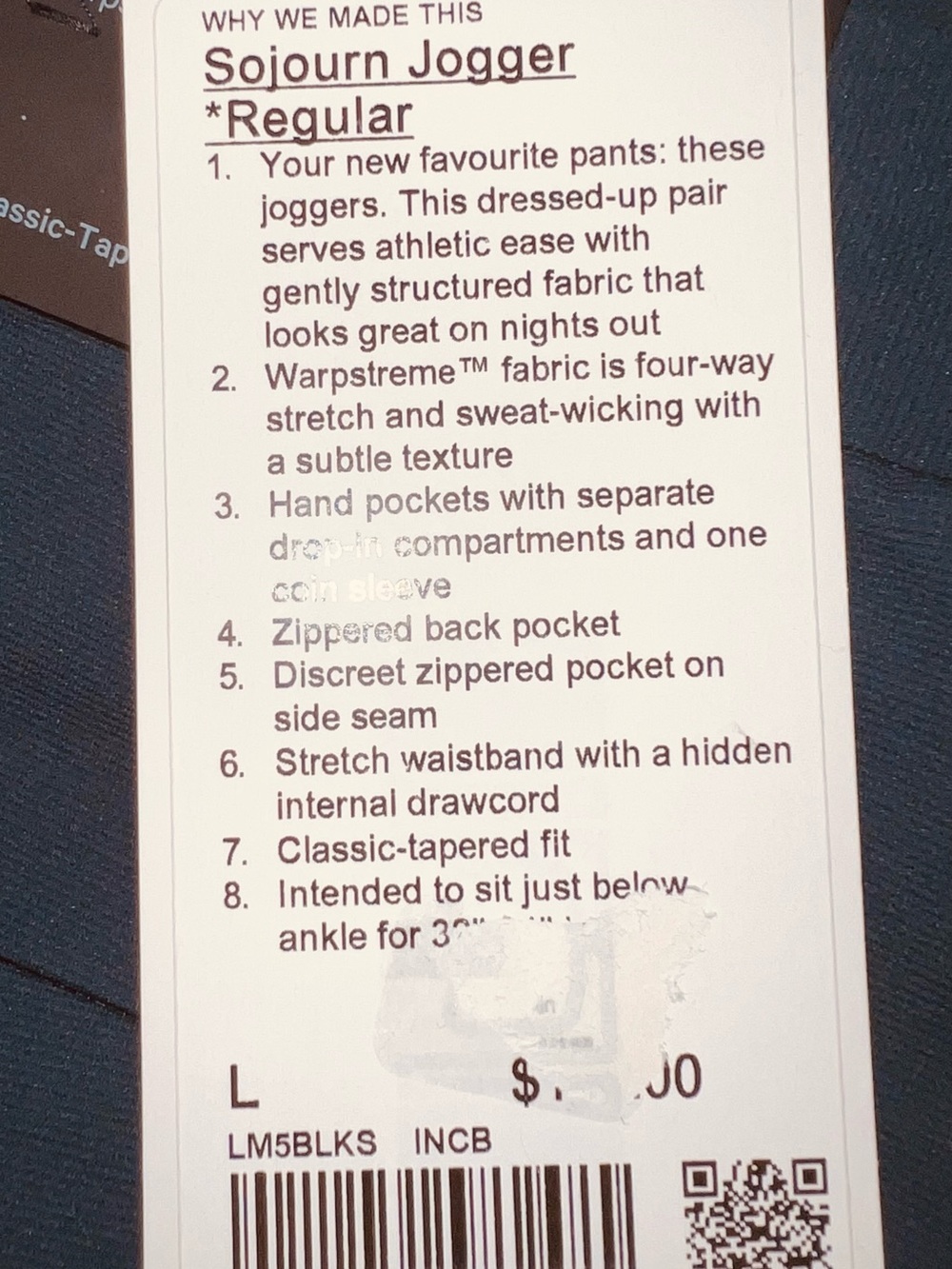 Lululemon Jogger Regular Indochine Blue Large Textured Warpstreme NWT - Picture 9 of 13